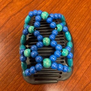 Blue/Green beaded hair comb